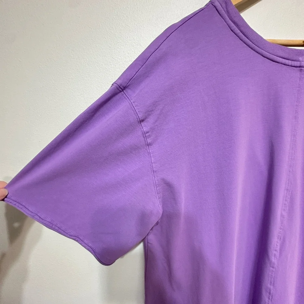 Free People FP Movement Purple Hot Shot Romper Large Short Sleeve Casual Lounge